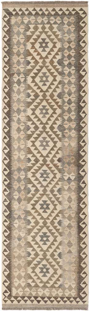 2' 9 x 9' 8 Hand Woven Kilim Maymana Wool Runner Rug