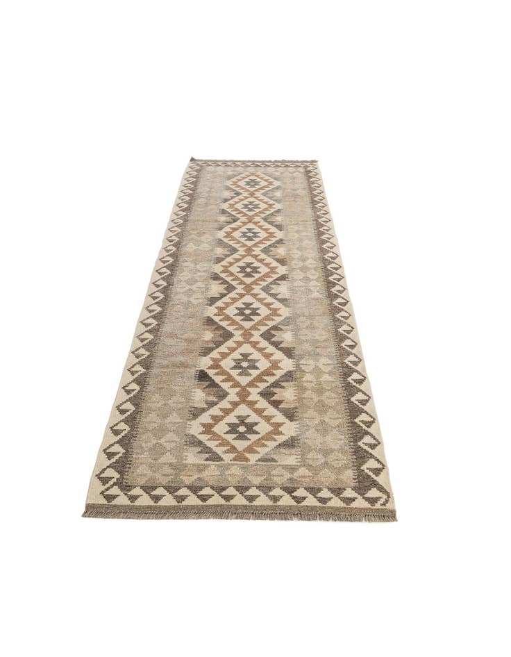 Detail image of 2' 9 x 9' 7 Hand Woven Kilim Maymana Wool Runner Rug