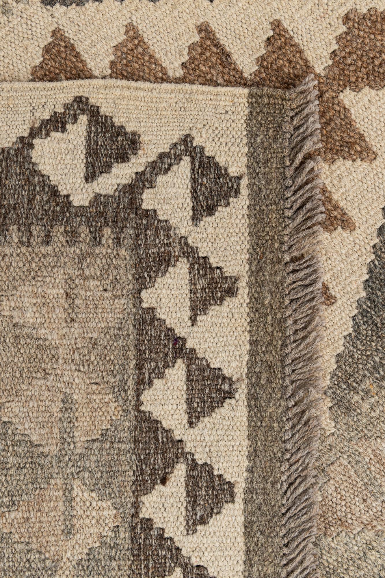 2' 9 x 9' 7 Hand Woven Kilim Maymana Wool Runner Rug