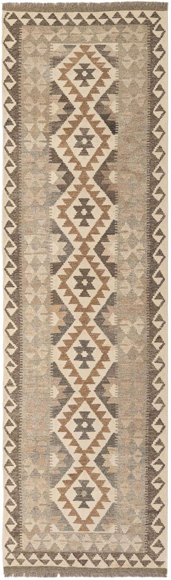 2' 9 x 9' 7 Hand Woven Kilim Maymana Wool Runner Rug