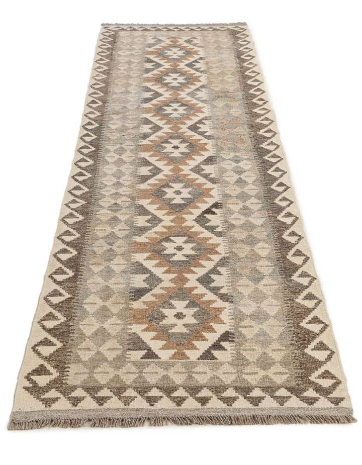 2' 8 x 9' 9 Hand Woven Kilim Maymana Wool Runner Rug