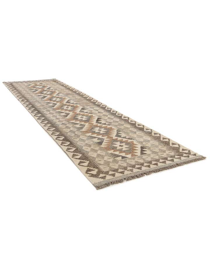 2' 8 x 9' 9 Hand Woven Kilim Maymana Wool Runner Rug