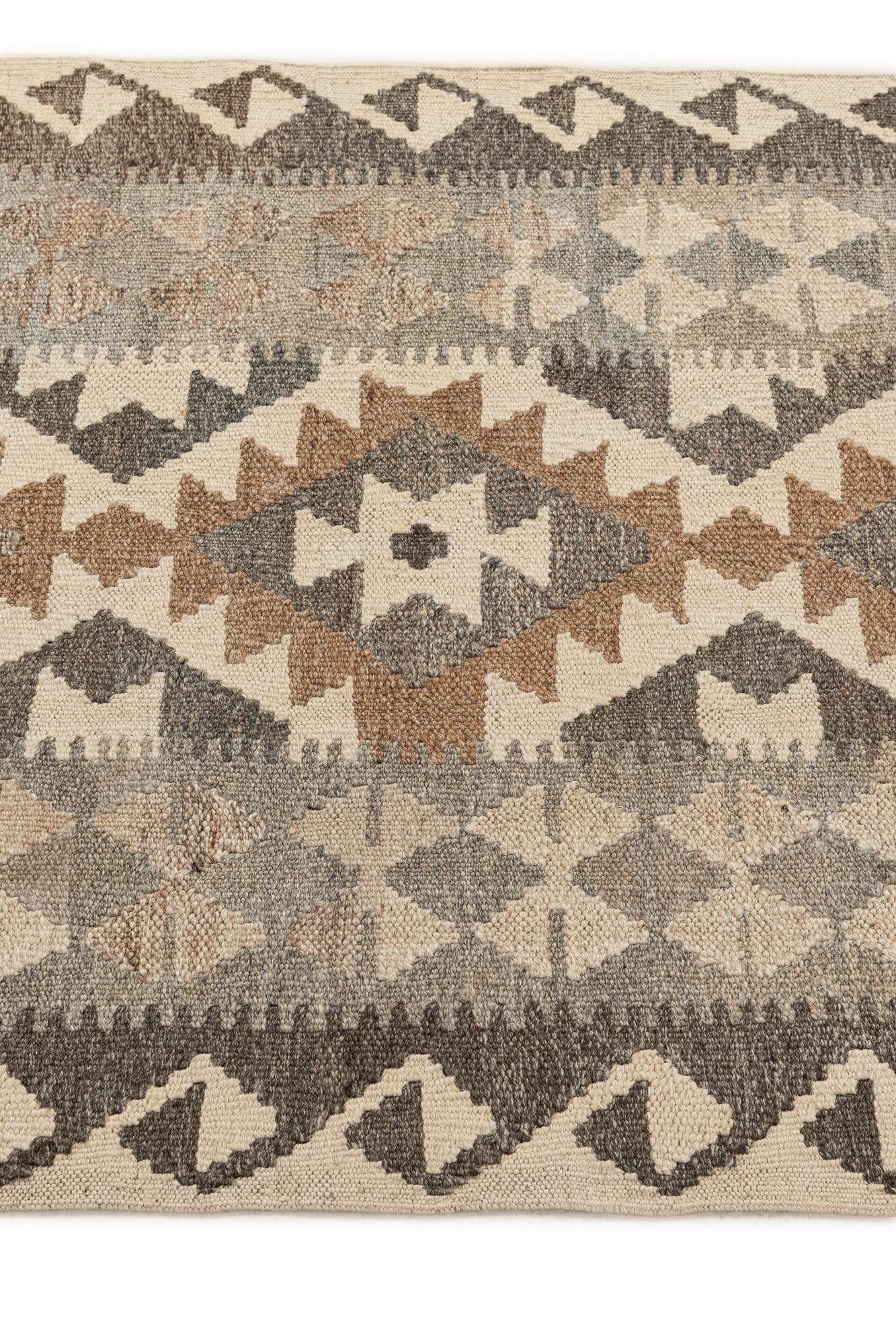 2' 8 x 9' 9 Hand Woven Kilim Maymana Wool Runner Rug