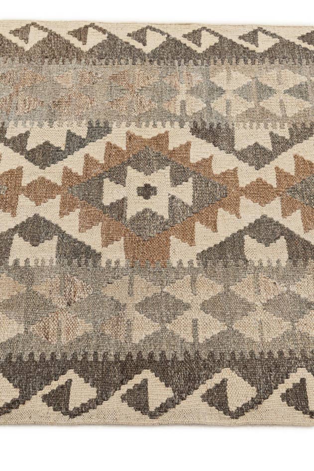 Detail image of 2' 8 x 9' 9 Hand Woven Kilim Maymana Wool Runner Rug
