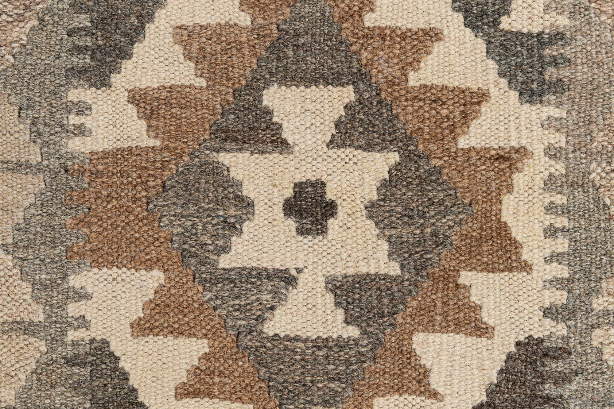 2' 8 x 9' 9 Hand Woven Kilim Maymana Wool Runner Rug