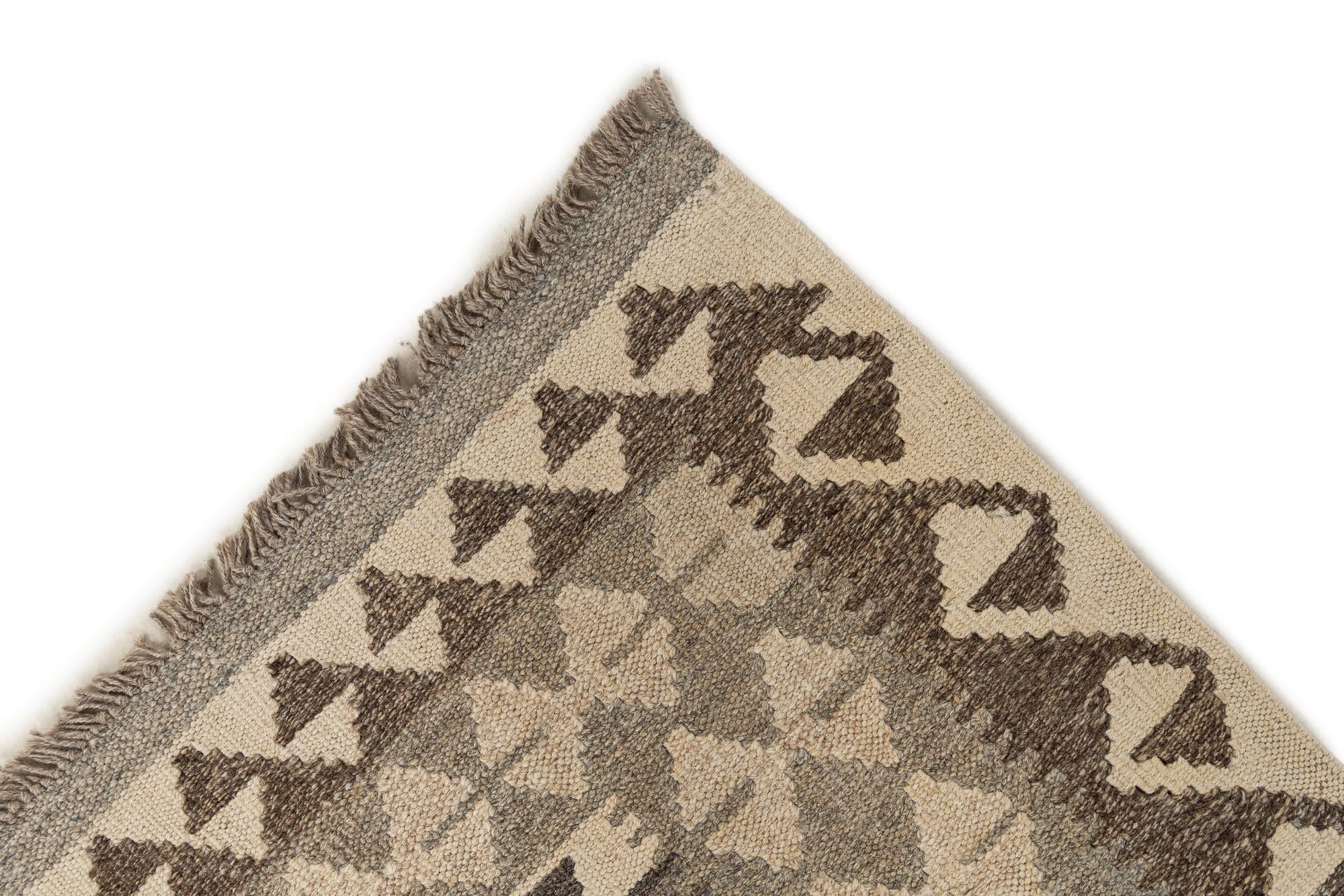 2' 8 x 9' 9 Hand Woven Kilim Maymana Wool Runner Rug