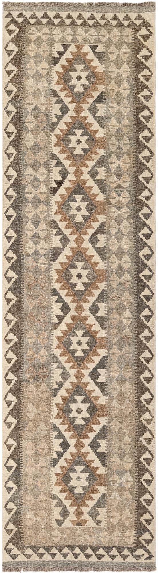 2' 8 x 9' 9 Hand Woven Kilim Maymana Wool Runner Rug