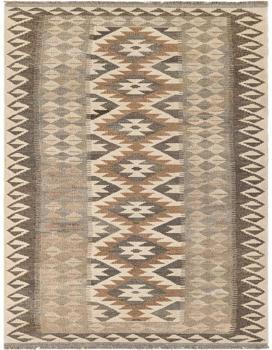 Detail image of 2' 8 x 9' 9 Hand Woven Kilim Maymana Wool Runner Rug