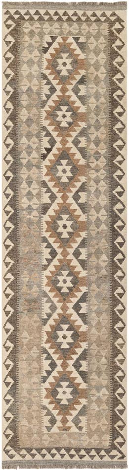 Detail image of 2' 8 x 9' 9 Hand Woven Kilim Maymana Wool Runner Rug