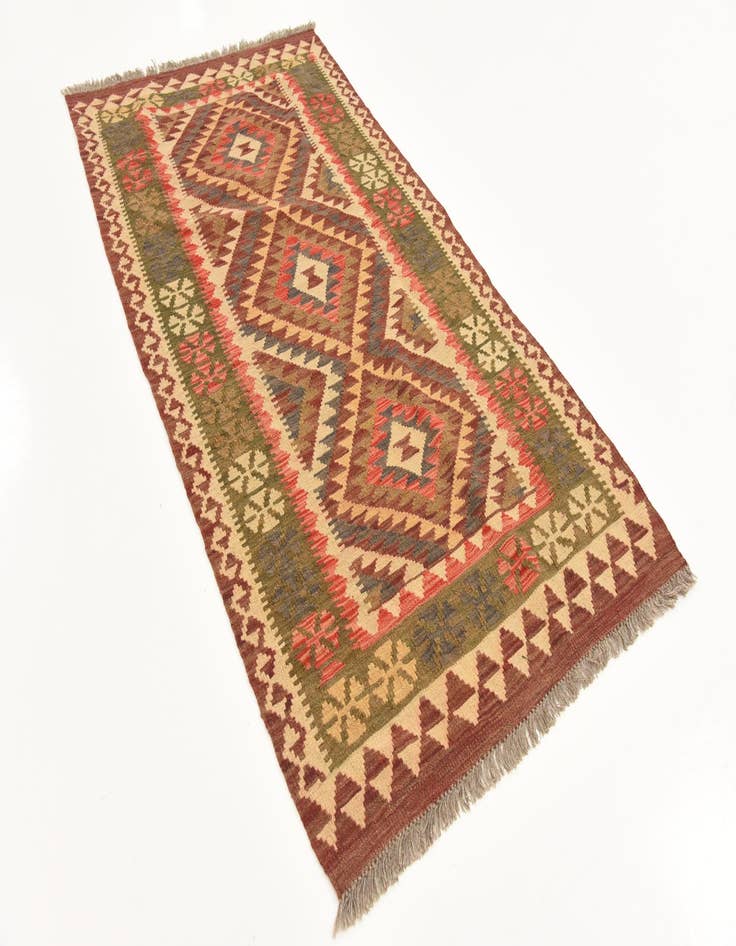 Detail image of 3' 4 x 6' 6  Hand Woven Kilim Maymana Wool Runner Rug