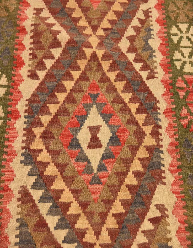 Detail image of 3' 4 x 6' 6  Hand Woven Kilim Maymana Wool Runner Rug
