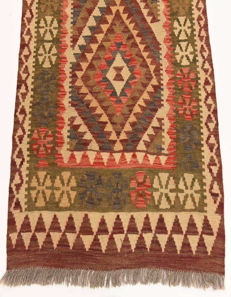 Detail image of 3' 4 x 6' 6  Hand Woven Kilim Maymana Wool Runner Rug