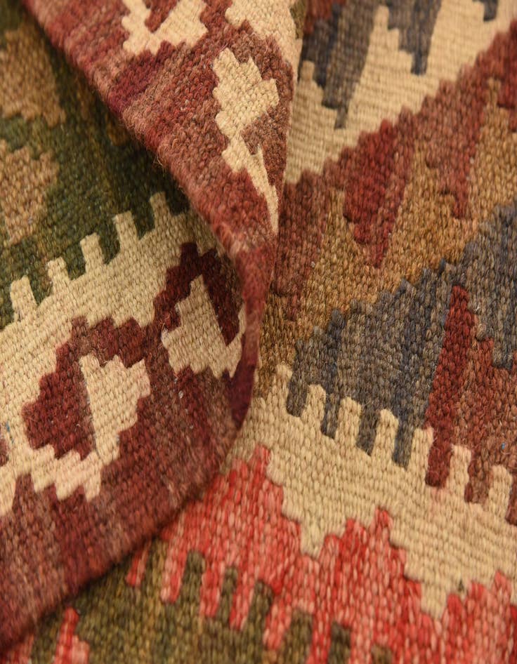 Detail image of 3' 4 x 6' 6  Hand Woven Kilim Maymana Wool Runner Rug