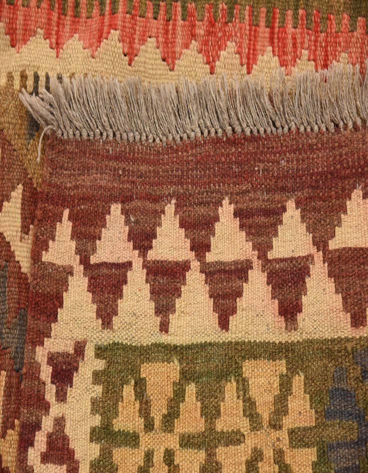 Detail image of 3' 4 x 6' 6  Hand Woven Kilim Maymana Wool Runner Rug