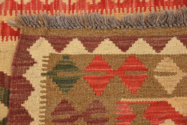 3' 7 x 6' 8 Hand Woven Kilim Maymana Wool Runner Rug