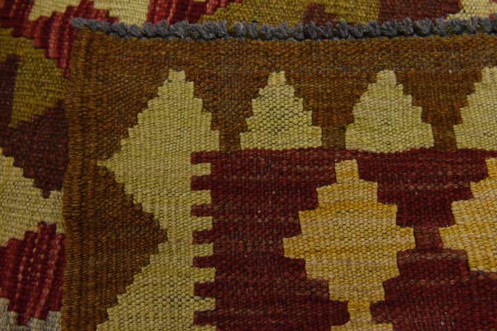 3' 4 x 6' 6 Hand Woven Kilim Maymana Wool Runner Rug