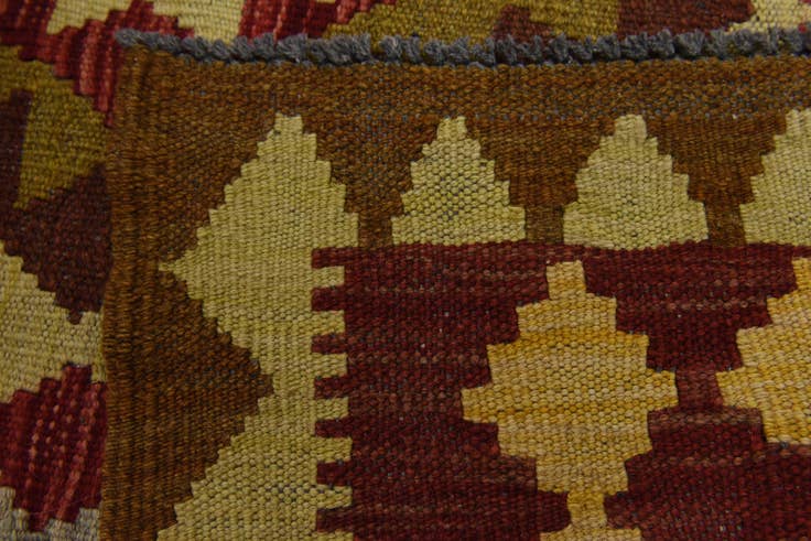 Detail image of 3' 4 x 6' 6 Hand Woven Kilim Maymana Wool Runner Rug