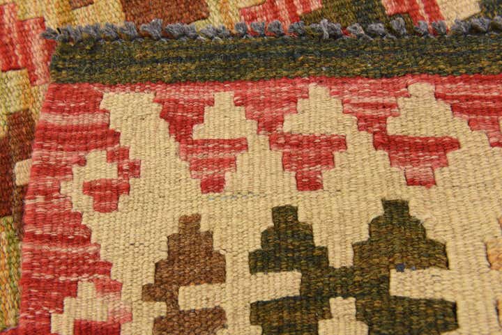 95cm x 195cm Handgewebt Kilim Maymana Wolle Läufer Teppich