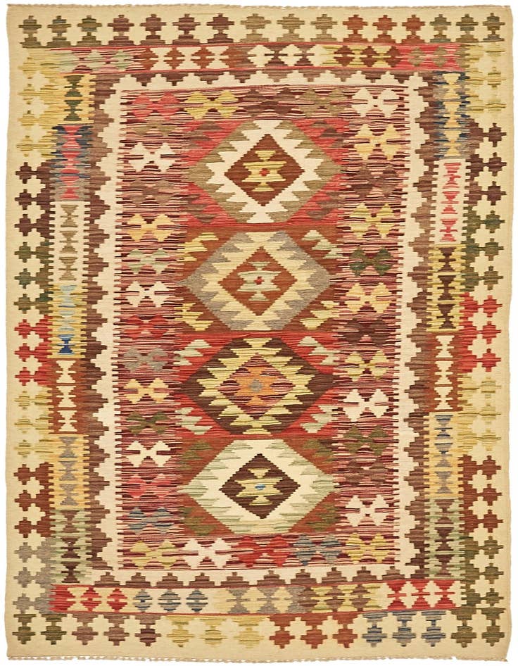 Detail image of 3' 2 x 6' 6 Hand Woven Kilim Maymana Runner Rug