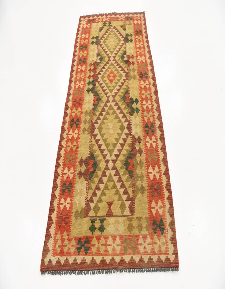 Detail image of 3' 4 x 6' 7  Hand Woven Kilim Maymana Wool Runner Rug