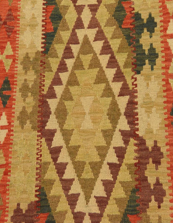Detail image of 3' 4 x 6' 7  Hand Woven Kilim Maymana Wool Runner Rug