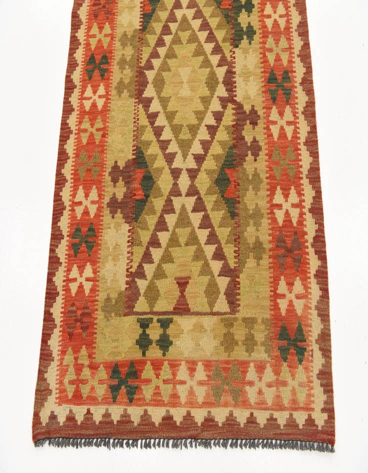 Detail image of 3' 4 x 6' 7  Hand Woven Kilim Maymana Wool Runner Rug