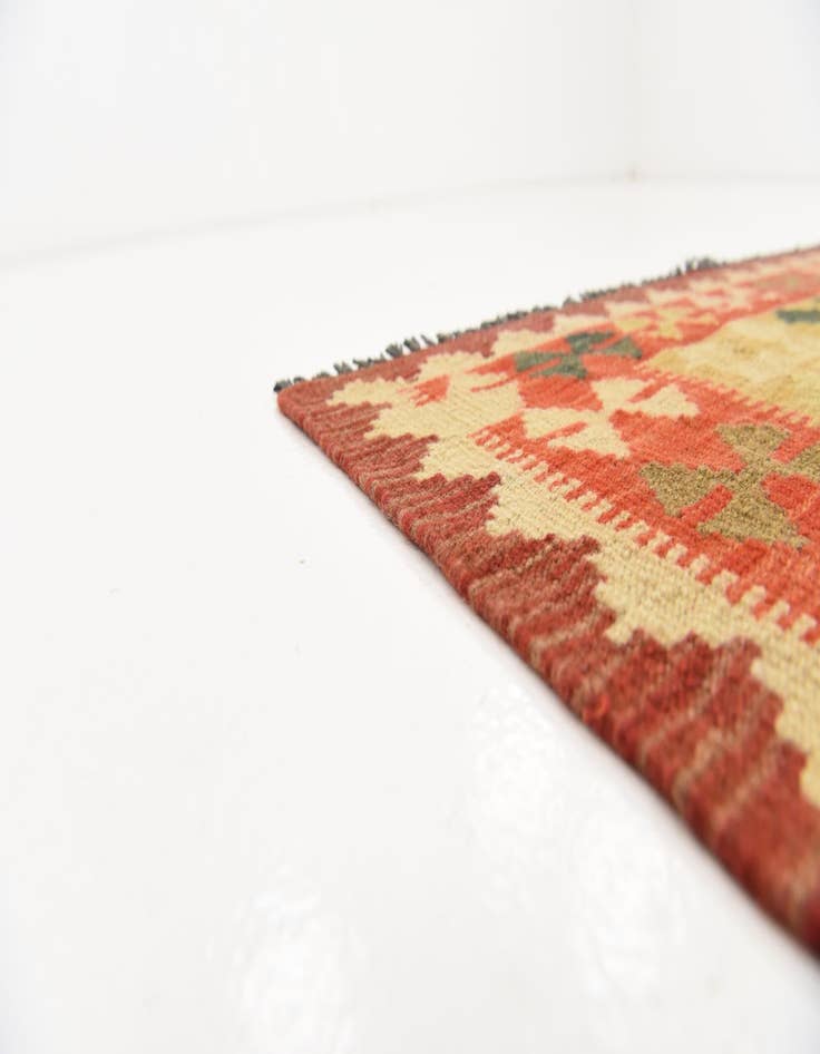 Detail image of 3' 4 x 6' 7  Hand Woven Kilim Maymana Wool Runner Rug
