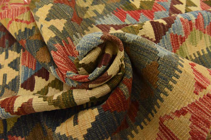 3' 3 x 6' 8 Hand Woven Kilim Maymana Wool Runner Rug