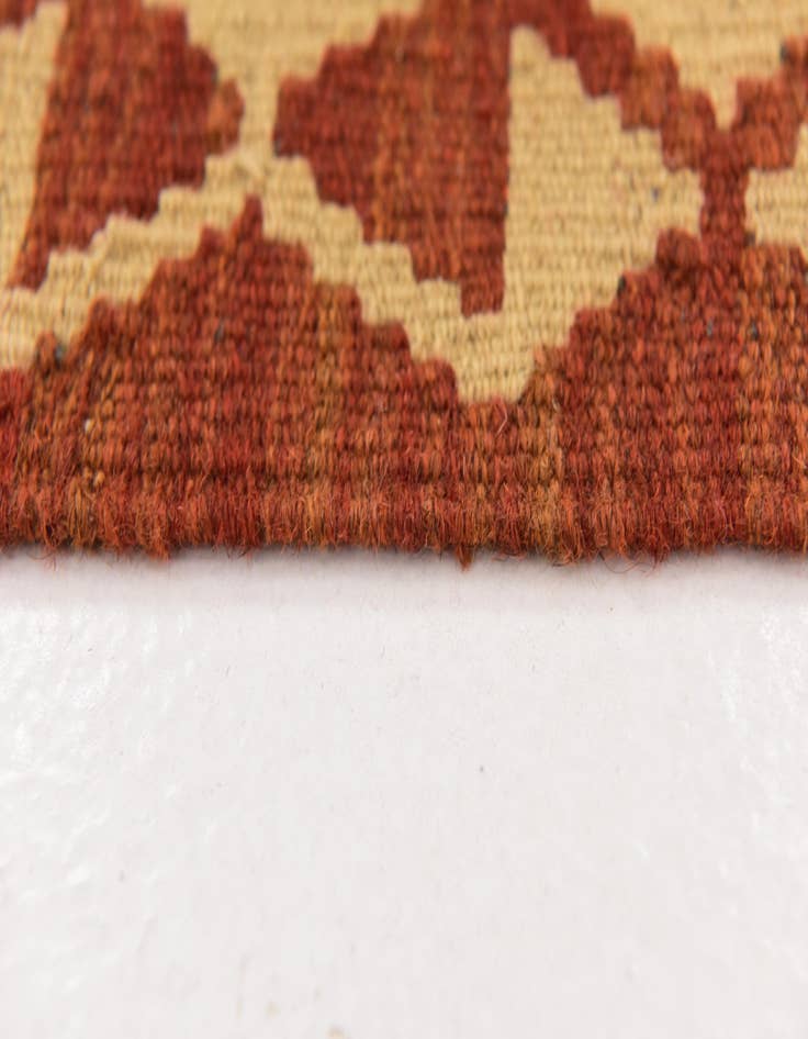Detail image of 3' 2 x 6' 7  Hand Woven Kilim Maymana Wool Runner Rug