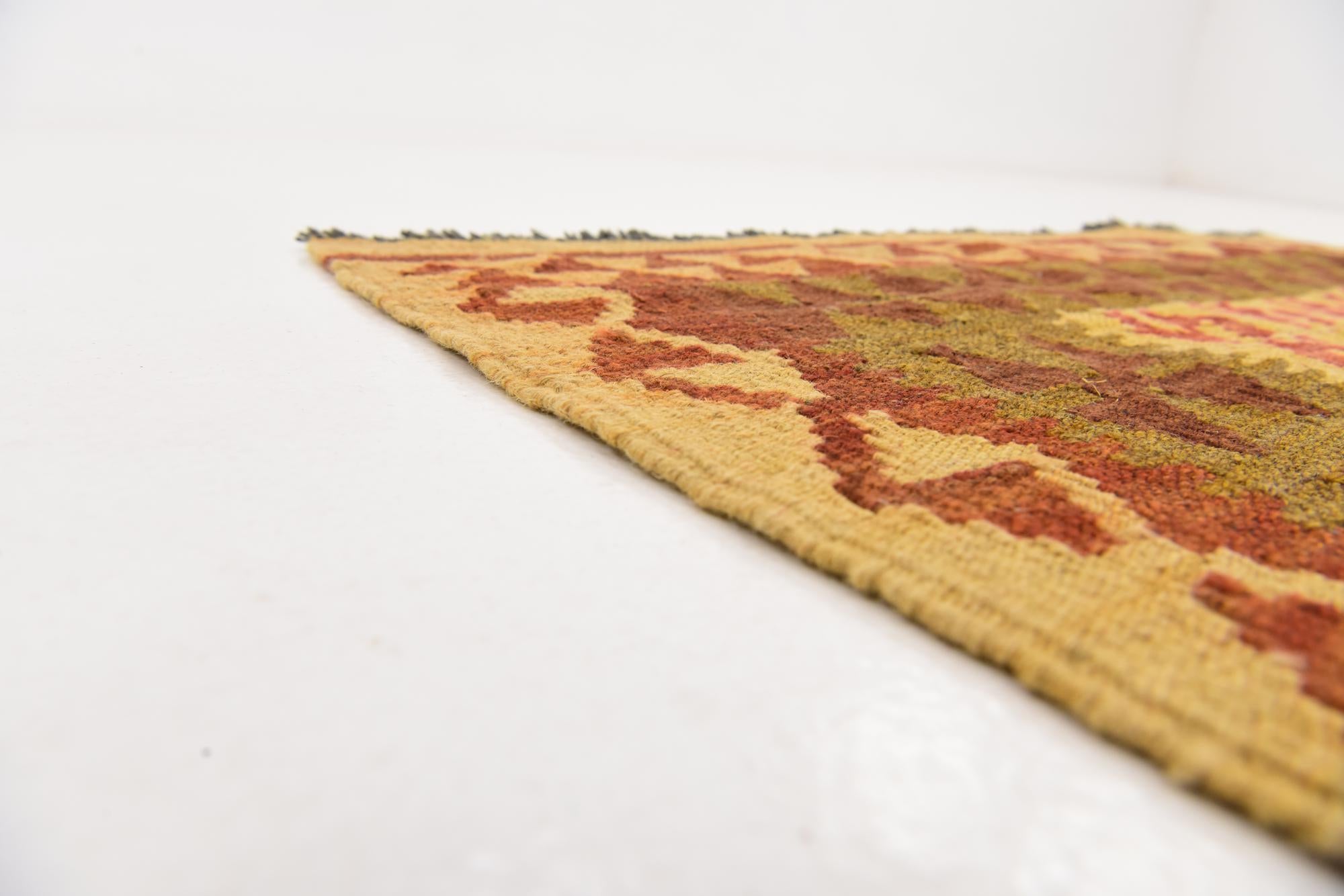3' 4 x 6' 10 Hand Woven Kilim Maymana Wool Runner Rug
