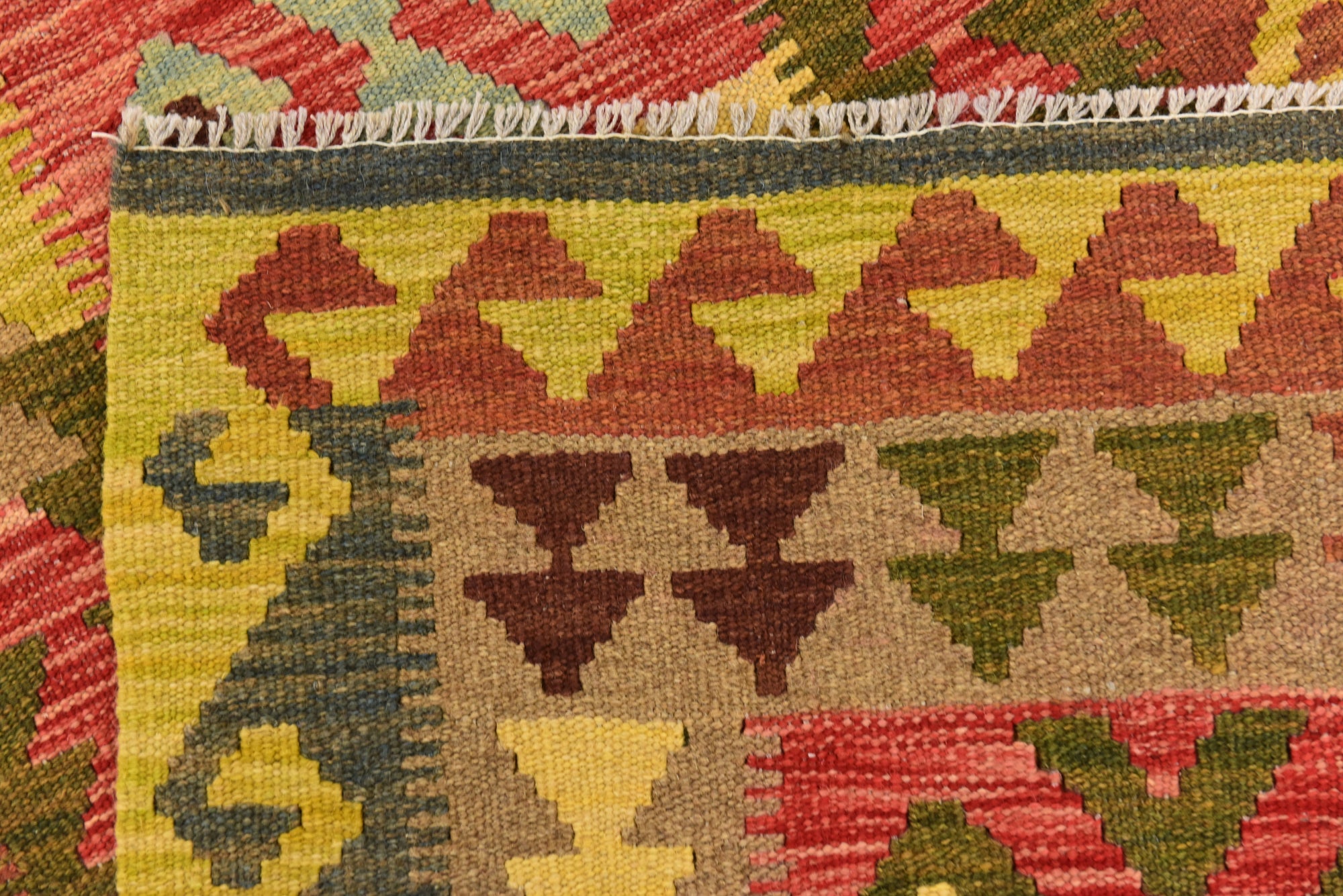2' 5 x 9' 9 Hand Woven Kilim Maymana Wool Runner Rug