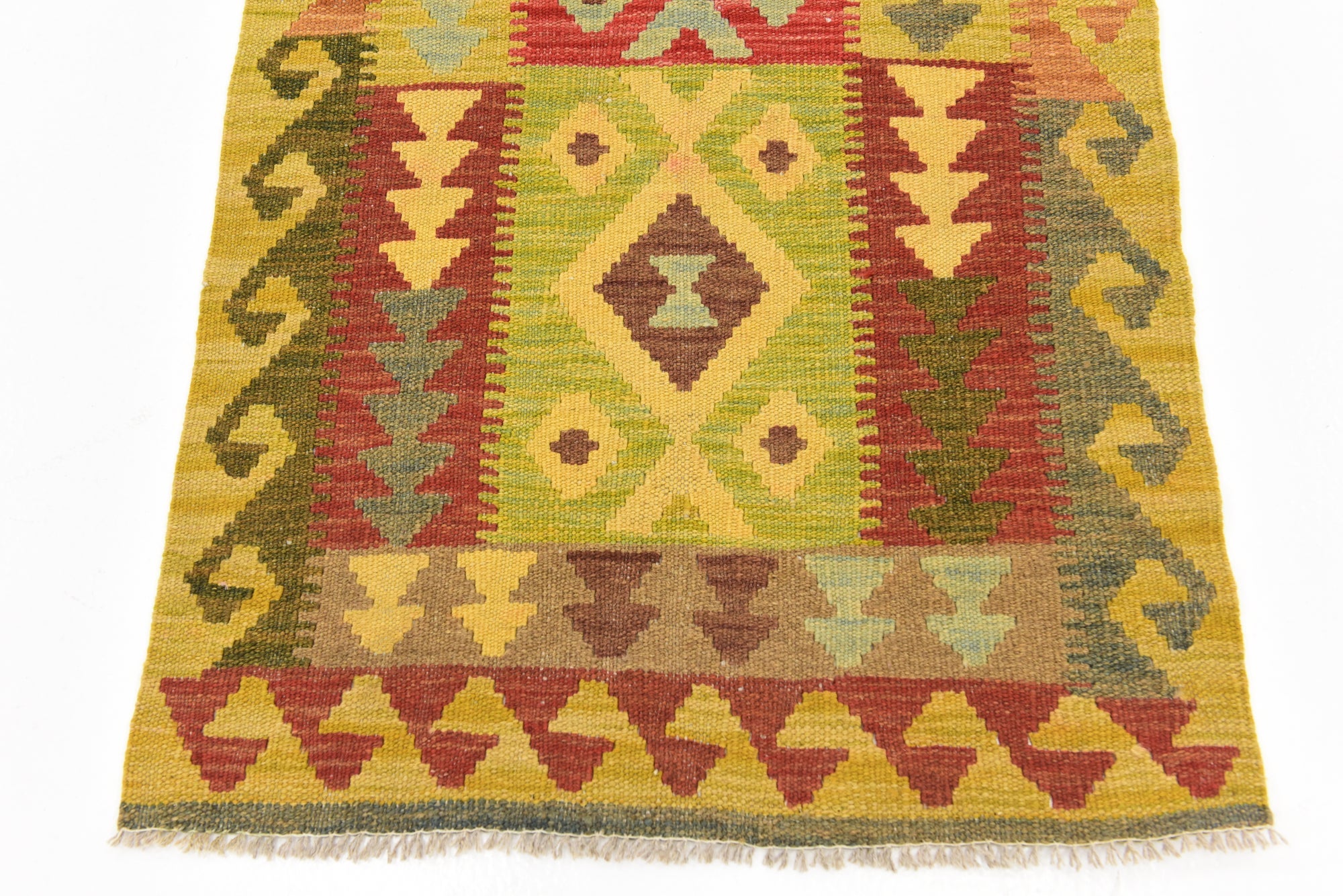 2' 5 x 9' 9 Hand Woven Kilim Maymana Wool Runner Rug