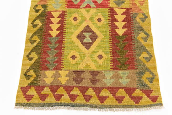 2' 5 x 9' 9 Hand Woven Kilim Maymana Wool Runner Rug