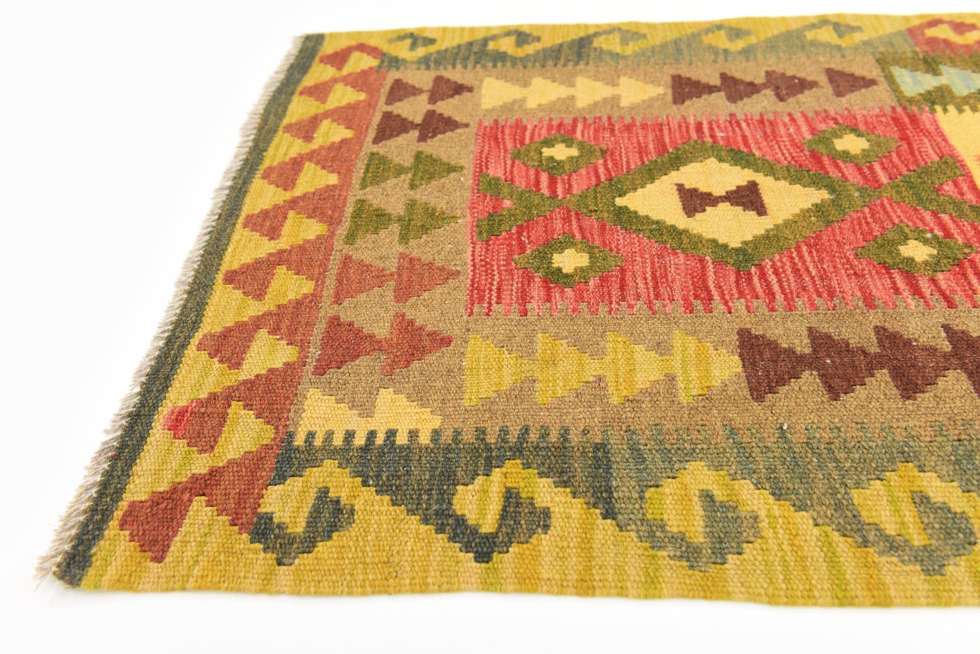2' 5 x 9' 9 Hand Woven Kilim Maymana Wool Runner Rug