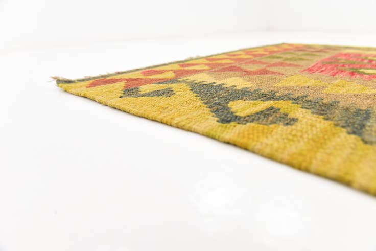 Detail image of 2' 5 x 9' 9 Hand Woven Kilim Maymana Wool Runner Rug