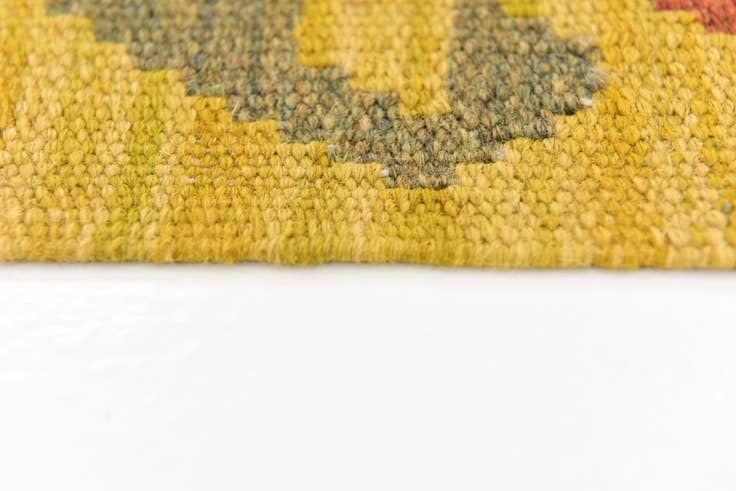 Detail image of 2' 5 x 9' 9 Hand Woven Kilim Maymana Wool Runner Rug