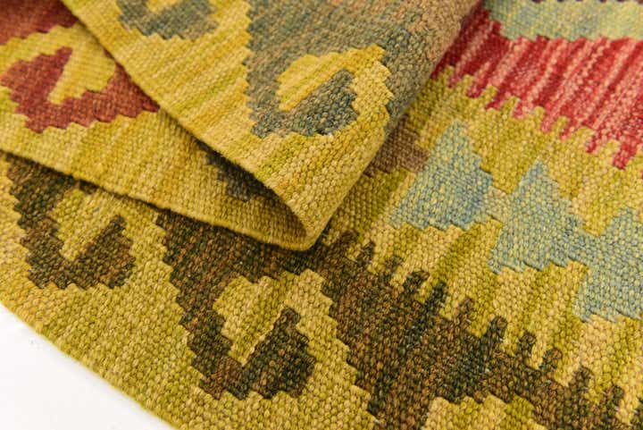 2' 5 x 9' 9 Hand Woven Kilim Maymana Wool Runner Rug