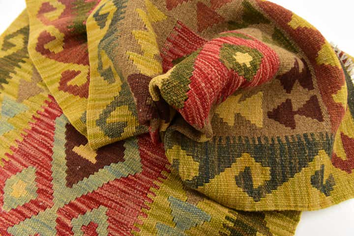 2' 5 x 9' 9 Hand Woven Kilim Maymana Wool Runner Rug