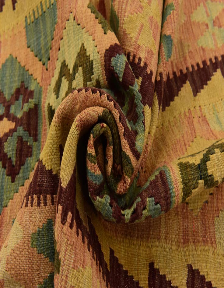 Detail image of 2' 7 x 9' 9  Hand Woven Kilim Maymana Wool Runner Rug