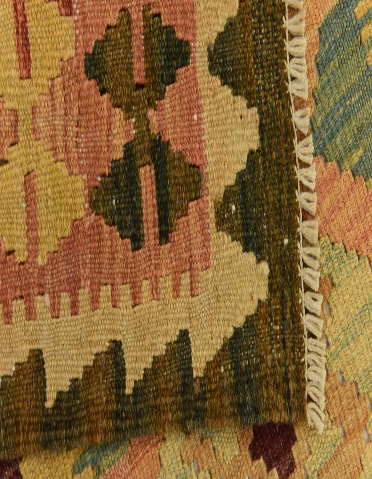 Detail image of 2' 7 x 9' 9  Hand Woven Kilim Maymana Wool Runner Rug