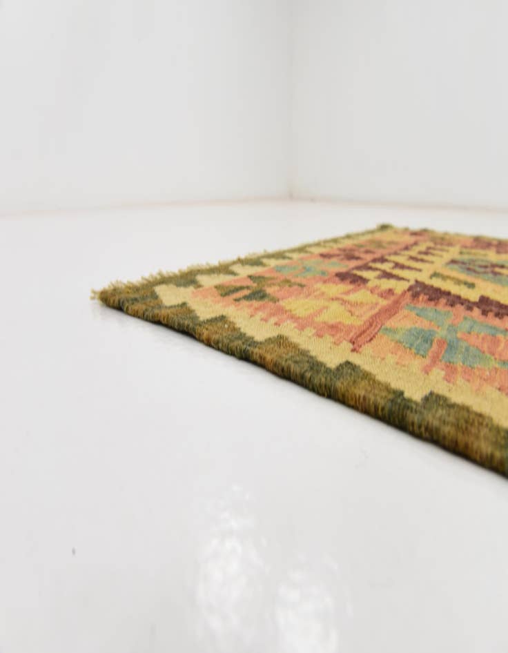 Detail image of 2' 7 x 9' 9  Hand Woven Kilim Maymana Wool Runner Rug