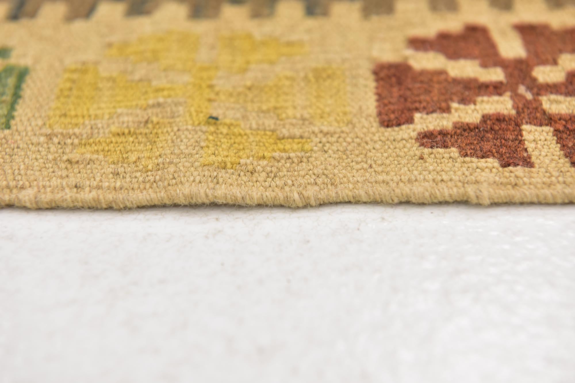 3' 3 x 6' 4 Hand Woven Kilim Maymana Wool Runner Rug