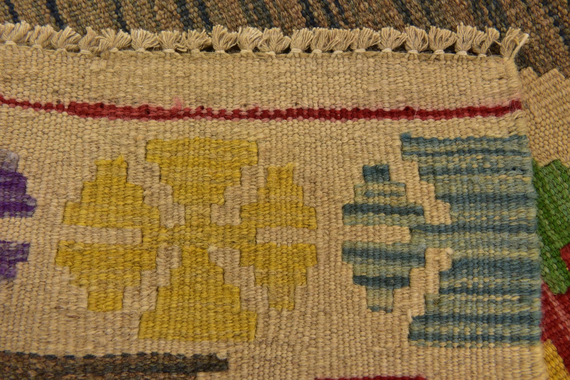 3' 3 x 6' 4 Hand Woven Kilim Maymana Wool Runner Rug
