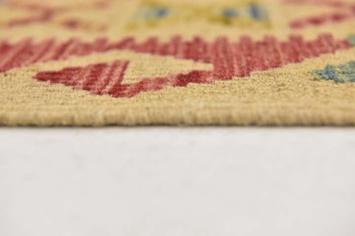 3' 4 x 6' 7 Hand Woven Kilim Maymana Wool Runner Rug