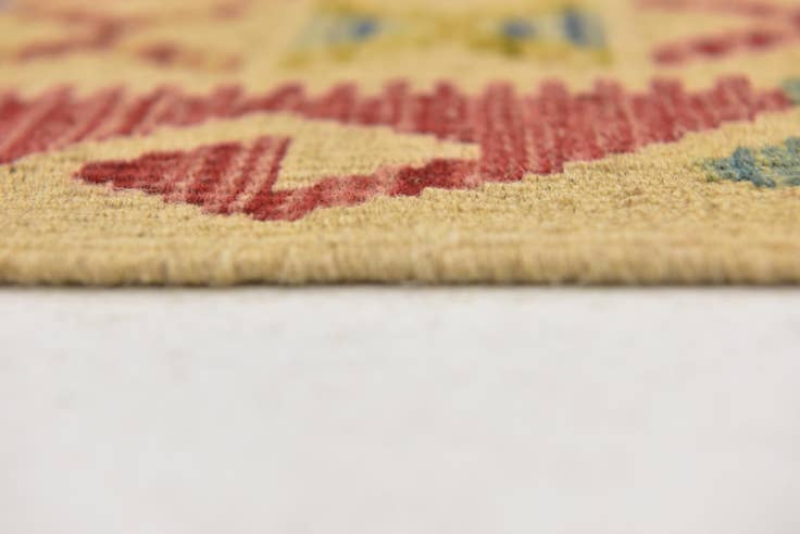 Detail image of 3' 4 x 6' 7 Hand Woven Kilim Maymana Wool Runner Rug