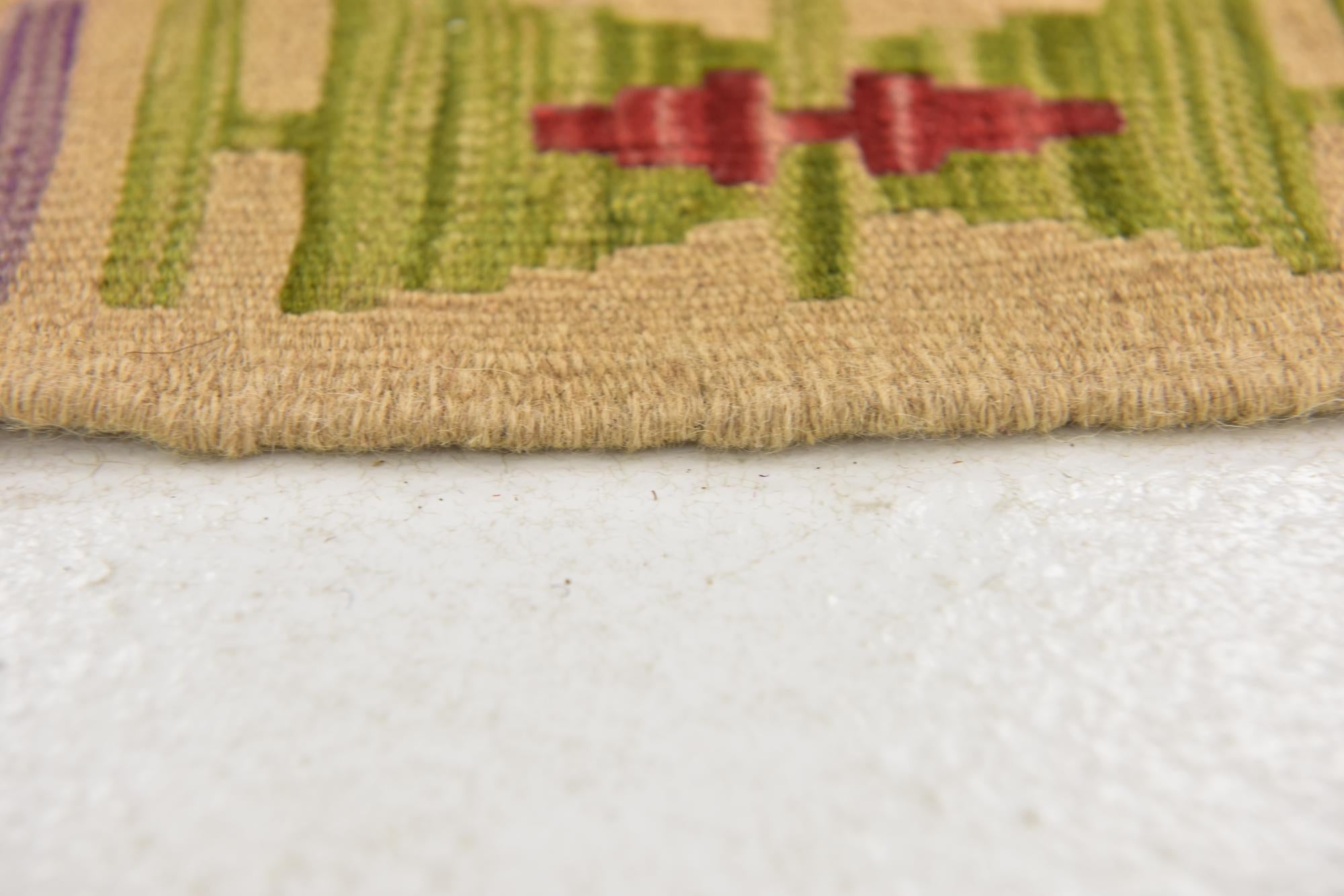 3' 2 x 6' 5 Hand Woven Kilim Maymana Wool Runner Rug