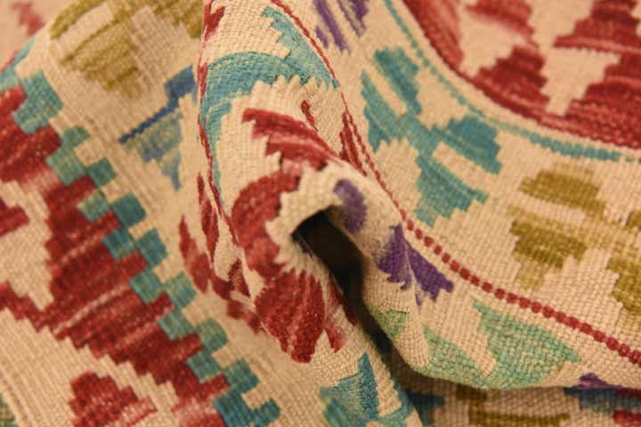 2' 7 x 6' 7 Hand Woven Kilim Maymana Wool Runner Rug