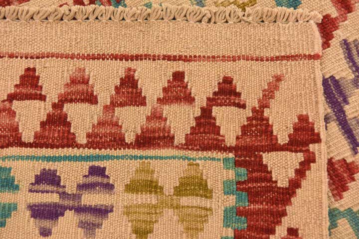 2' 7 x 6' 7 Hand Woven Kilim Maymana Wool Runner Rug