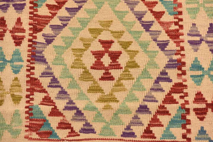 2' 7 x 6' 7 Hand Woven Kilim Maymana Wool Runner Rug