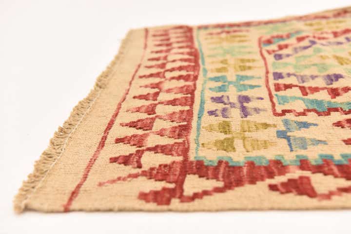 2' 7 x 6' 7 Hand Woven Kilim Maymana Wool Runner Rug